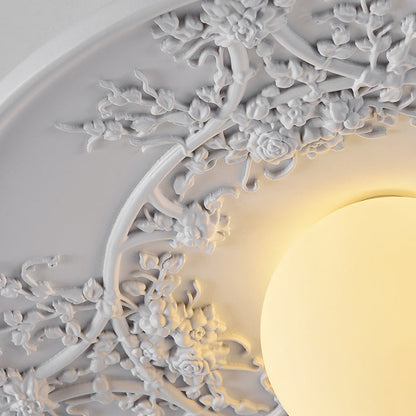 Traditional Vintage Stainless Steel Resin Carved Disc LED Wall Sconce Lamp For Living Room