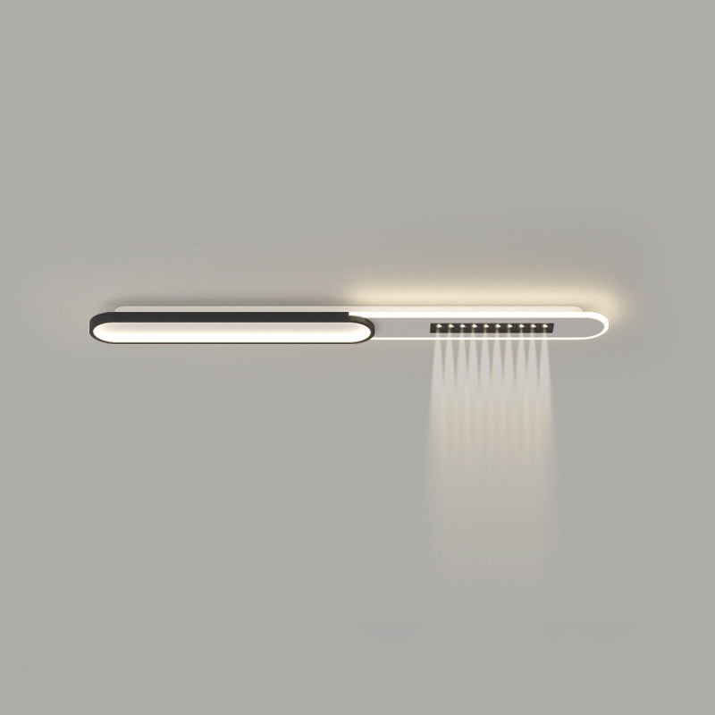 Modern Minimalist Grille Long Strip Acrylic Iron LED Spotlight Flush Mount Ceiling Light For Bedroom