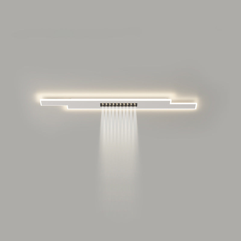 Modern Minimalist Grille Long Strip Acrylic Iron LED Spotlight Flush Mount Ceiling Light For Bedroom
