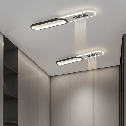 Modern Minimalist Grille Long Strip Acrylic Iron LED Spotlight Flush Mount Ceiling Light For Bedroom