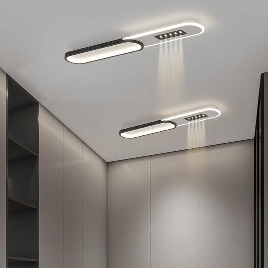 Modern Minimalist Grille Long Strip Acrylic Iron LED Spotlight Flush Mount Ceiling Light For Bedroom
