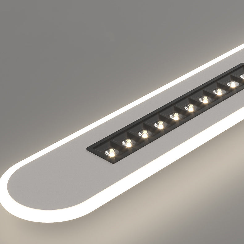 Modern Minimalist Grille Long Strip Acrylic Iron LED Spotlight Flush Mount Ceiling Light For Bedroom