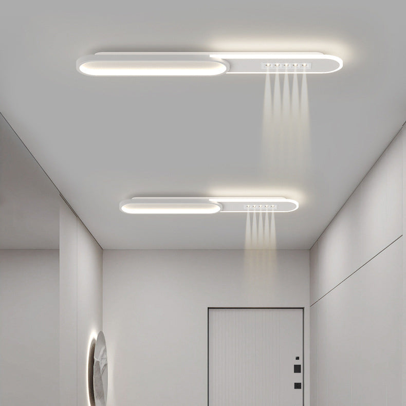 Modern Minimalist Grille Long Strip Acrylic Iron LED Spotlight Flush Mount Ceiling Light For Bedroom
