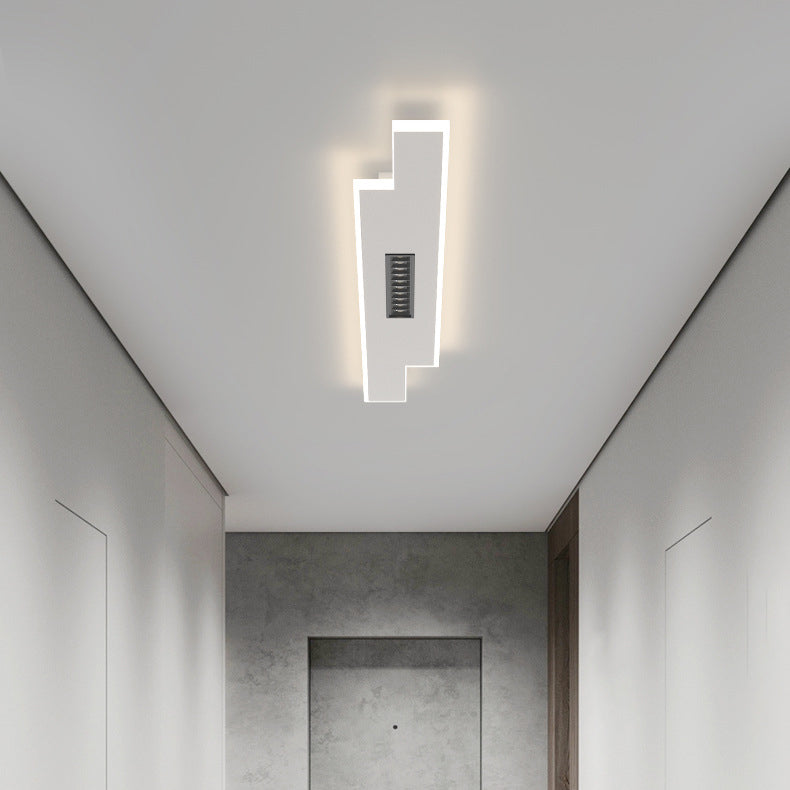 Modern Minimalist Grille Long Strip Acrylic Iron LED Spotlight Flush Mount Ceiling Light For Bedroom