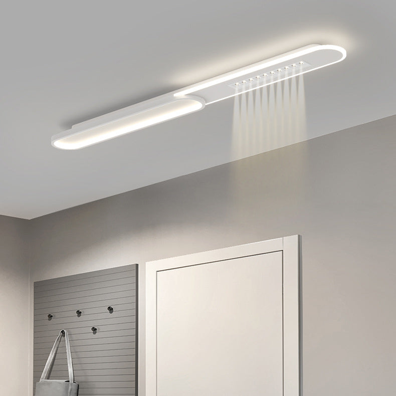 Modern Minimalist Grille Long Strip Acrylic Iron LED Spotlight Flush Mount Ceiling Light For Bedroom