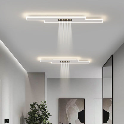 Modern Minimalist Grille Long Strip Acrylic Iron LED Spotlight Flush Mount Ceiling Light For Bedroom
