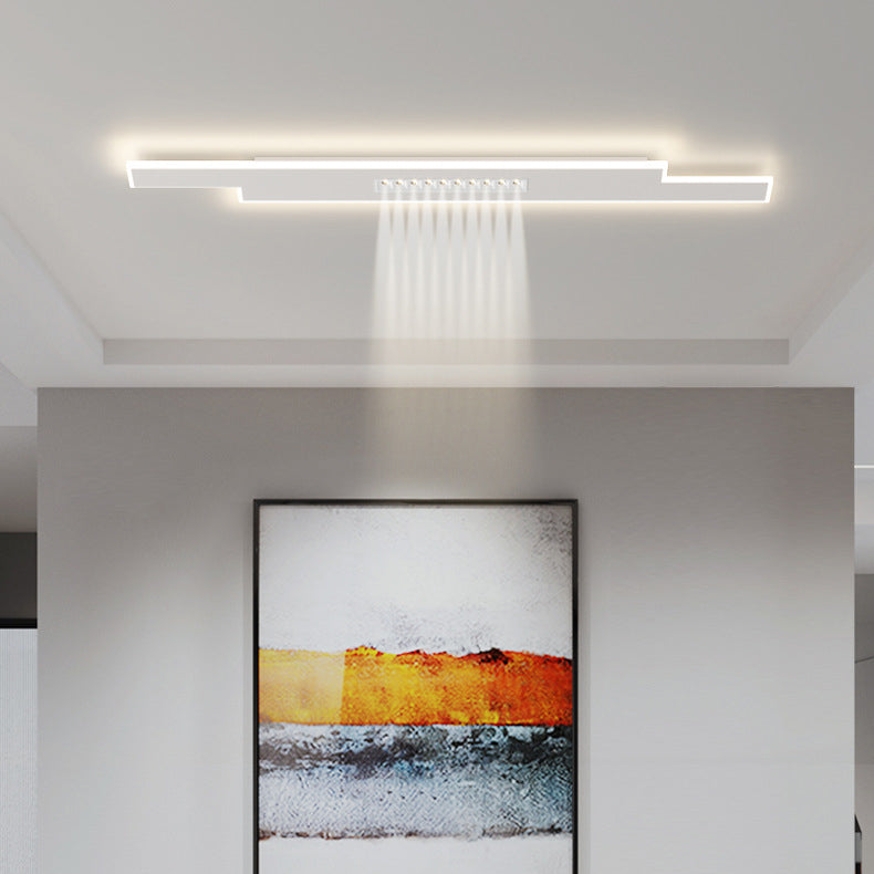 Modern Minimalist Grille Long Strip Acrylic Iron LED Spotlight Flush Mount Ceiling Light For Bedroom