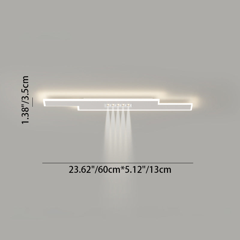Modern Minimalist Grille Long Strip Acrylic Iron LED Spotlight Flush Mount Ceiling Light For Bedroom