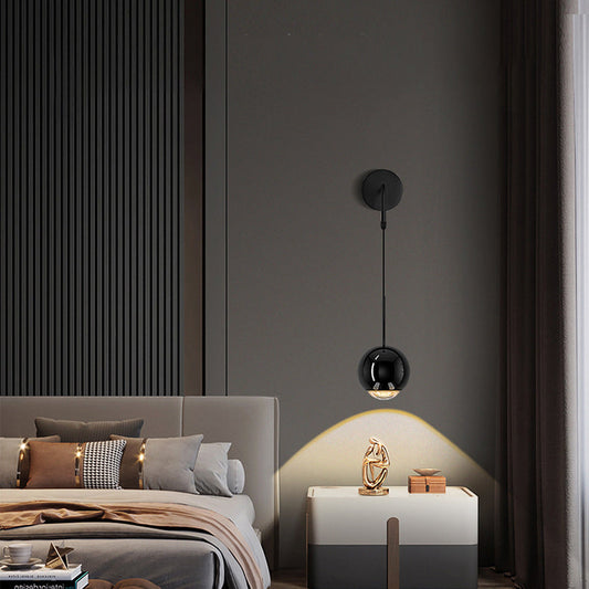مصباح حائط LED معاصر من الحديد والألومنيوم بتصميم كرة كروية من الأكريليك لغرفة المعيشة 