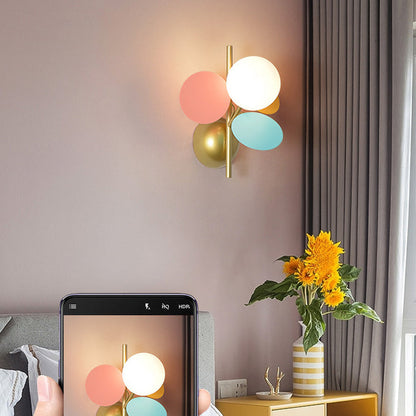 Contemporary Scandinavian Glass Ball Shade PVC Disc 1-Light Wall Sconce Lamp For Dining Room