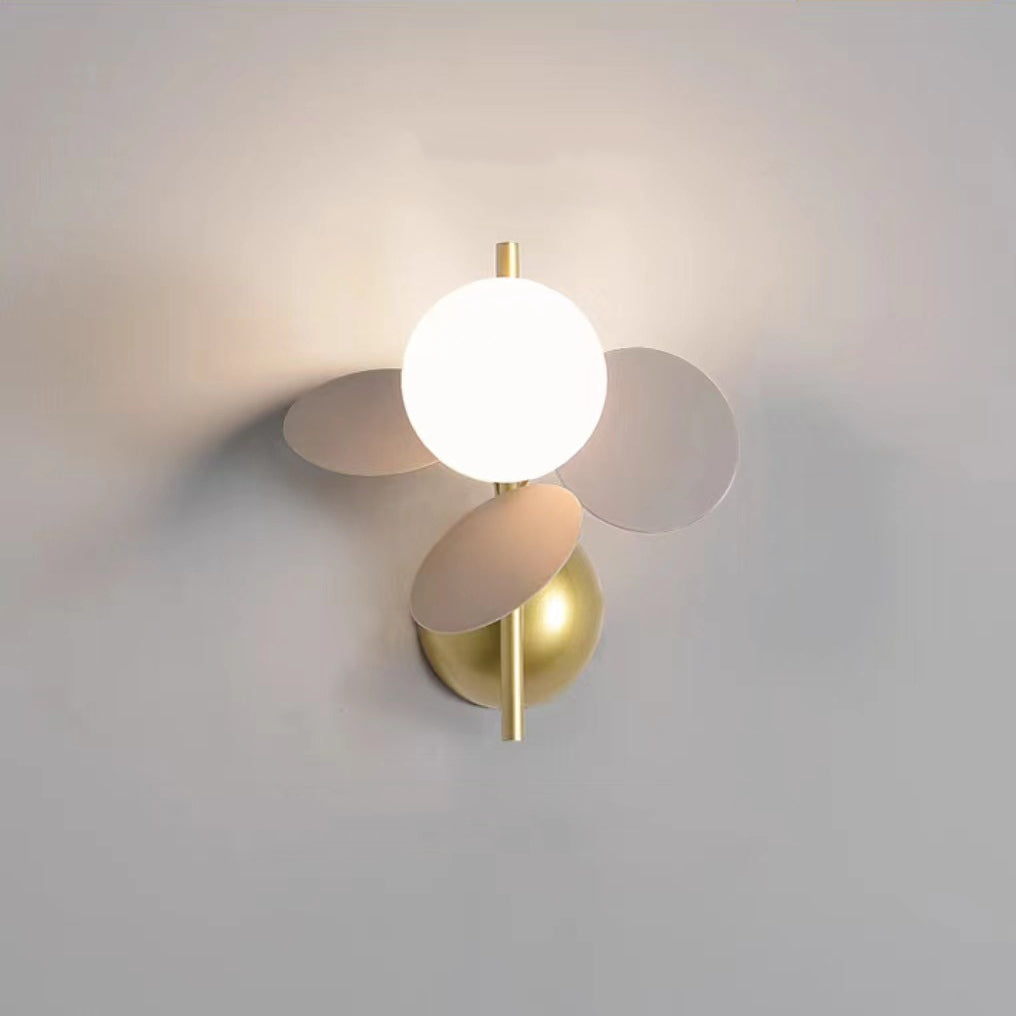 Contemporary Scandinavian Glass Ball Shade PVC Disc 1-Light Wall Sconce Lamp For Dining Room