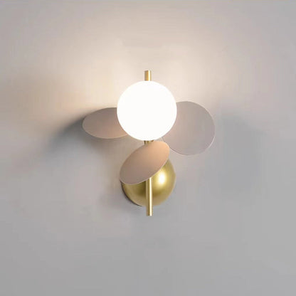 Contemporary Scandinavian Glass Ball Shade PVC Disc 1-Light Wall Sconce Lamp For Dining Room