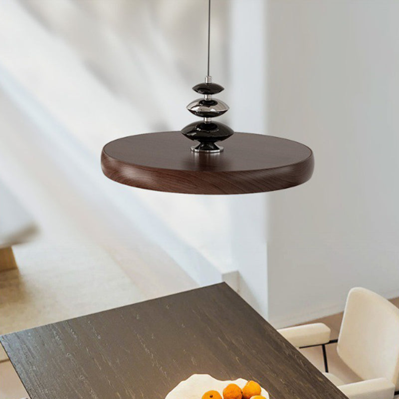 Traditional Vintage Aluminum Acrylic Round LED Pendant Light For Living Room