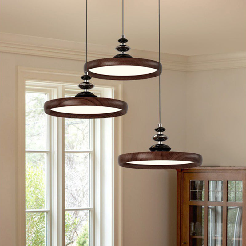 Traditional Vintage Aluminum Acrylic Round LED Pendant Light For Living Room