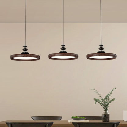 Traditional Vintage Aluminum Acrylic Round LED Pendant Light For Living Room