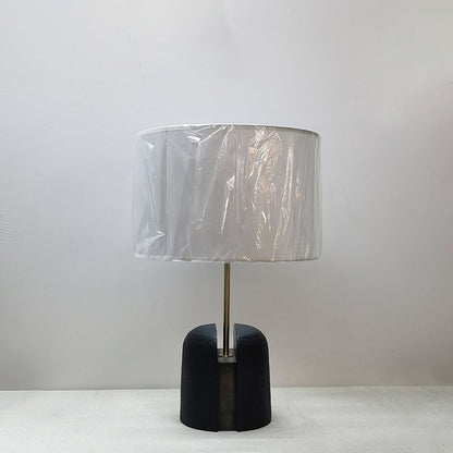 Traditional European Fabric Round Shade Resin 1-Light Table Lamp For Bedroom