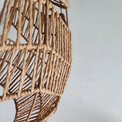 Traditional Japanese Rattan Weaving Cage 1-Light Pendant Light For Living Room