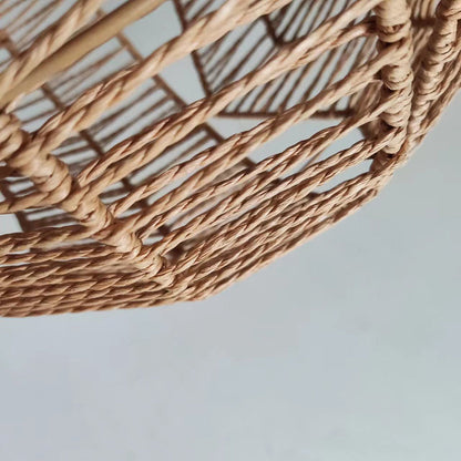 Traditional Japanese Rattan Weaving Cage 1-Light Pendant Light For Living Room