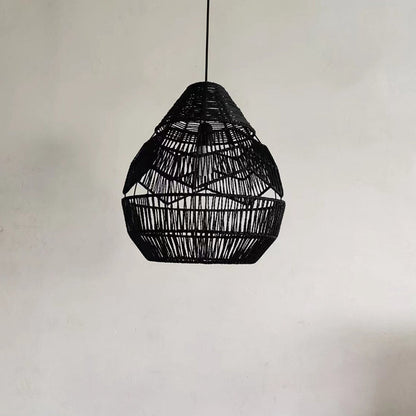 Traditional Japanese Rattan Weaving Cage 1-Light Pendant Light For Living Room