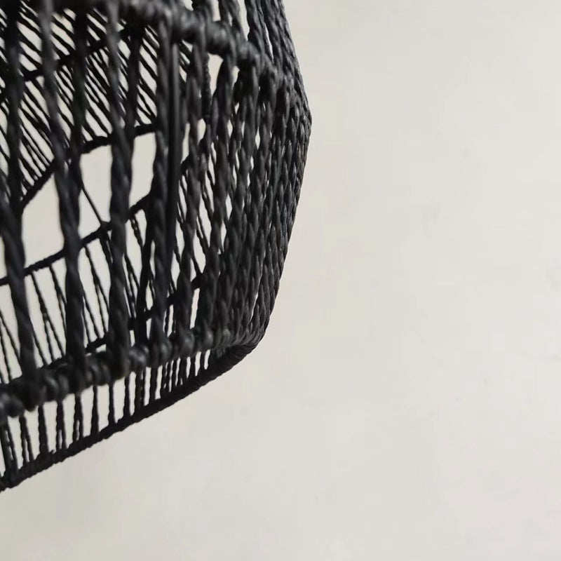 Traditional Japanese Rattan Weaving Cage 1-Light Pendant Light For Living Room