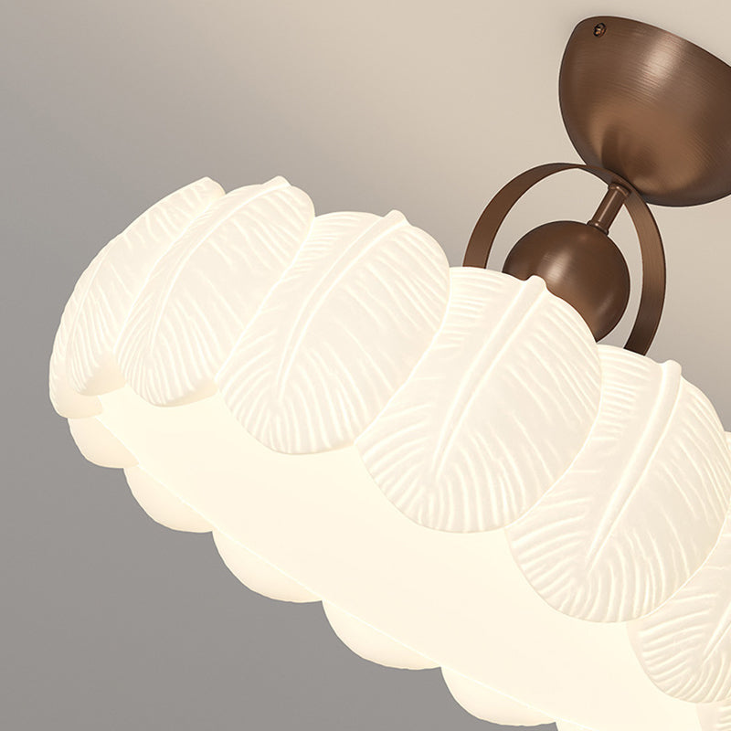 Modern Minimalist Iron PE Cloud Shade LED Semi-Flush Mount Ceiling Light For Living Room