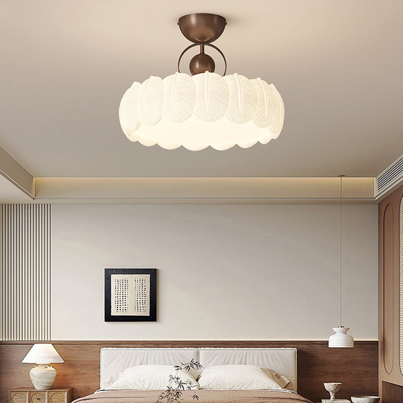 Modern Minimalist Iron PE Cloud Shade LED Semi-Flush Mount Ceiling Light For Living Room