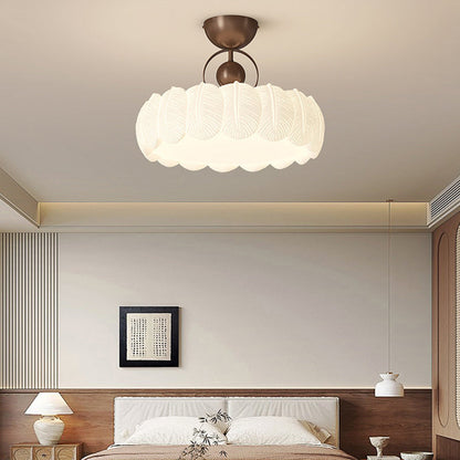 Modern Minimalist Iron PE Cloud Shade LED Semi-Flush Mount Ceiling Light For Living Room
