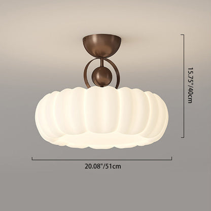 Modern Minimalist Iron PE Cloud Shade LED Semi-Flush Mount Ceiling Light For Living Room