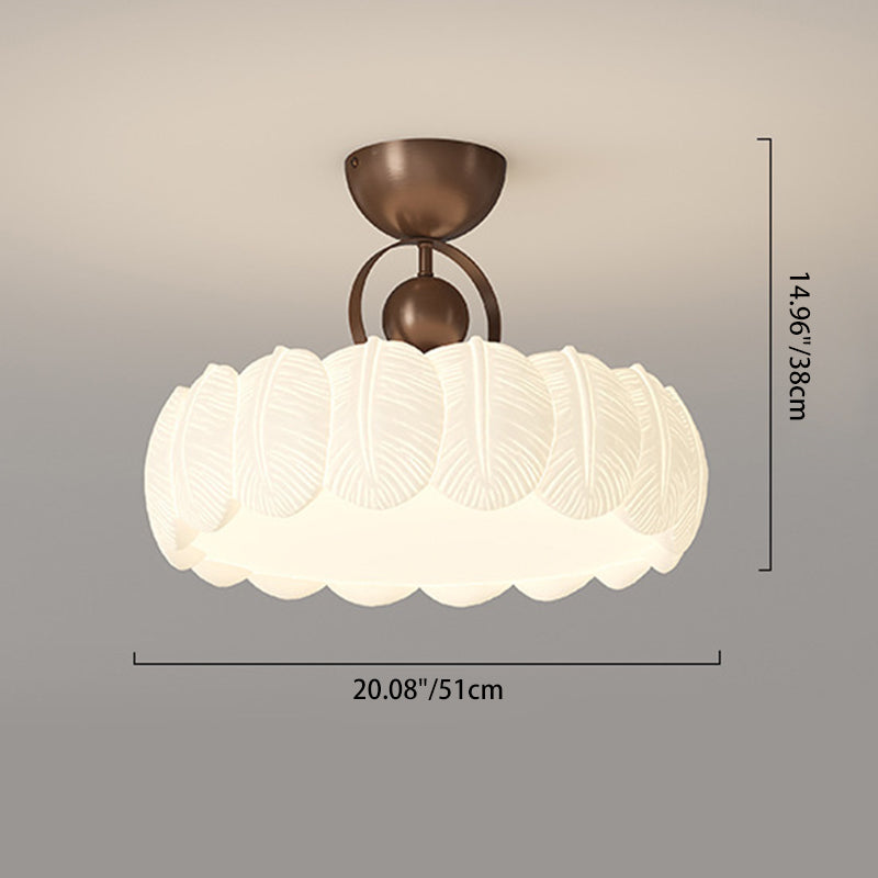 Modern Minimalist Iron PE Cloud Shade LED Semi-Flush Mount Ceiling Light For Living Room