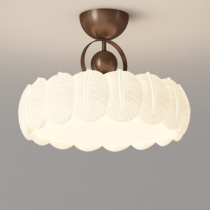 Modern Minimalist Iron PE Cloud Shade LED Semi-Flush Mount Ceiling Light For Living Room