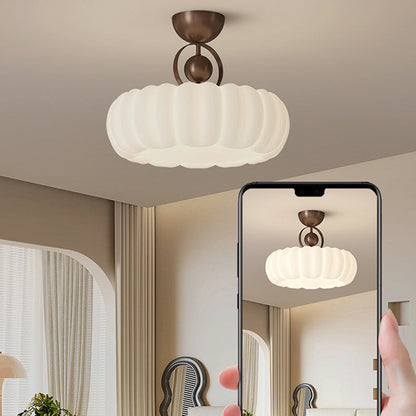 Modern Minimalist Iron PE Cloud Shade LED Semi-Flush Mount Ceiling Light For Living Room