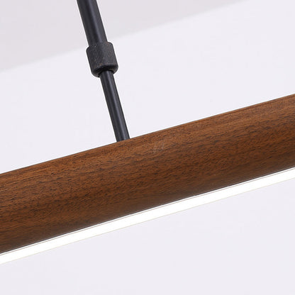 Traditional Chinese Straight Line Acrylic Wood Grain LED Island Light Pendant Light For Living Room