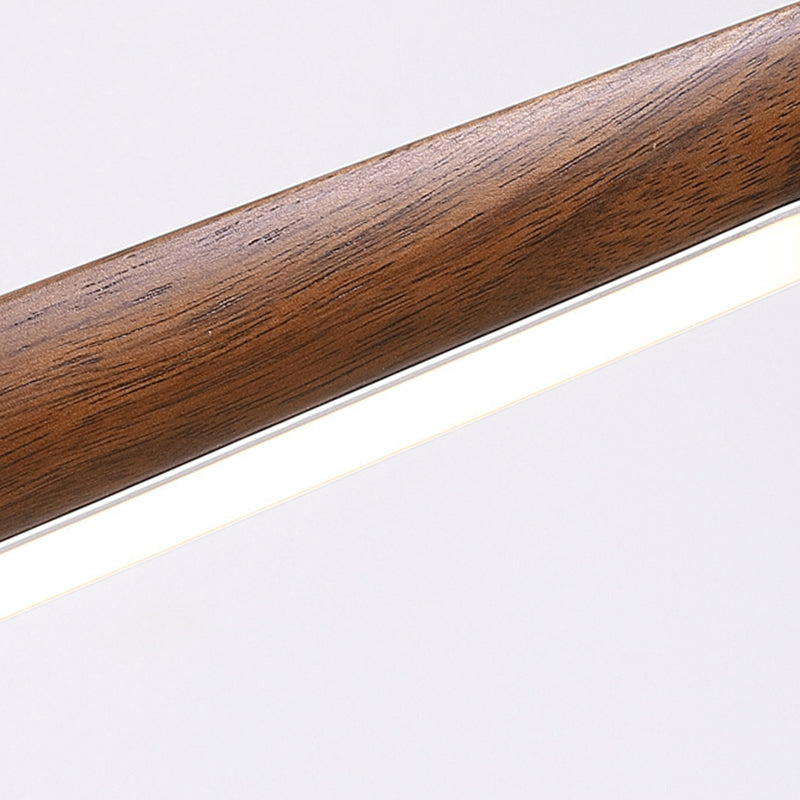 Traditional Chinese Straight Line Acrylic Wood Grain LED Island Light Pendant Light For Living Room