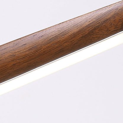 Traditional Chinese Straight Line Acrylic Wood Grain LED Island Light Pendant Light For Living Room
