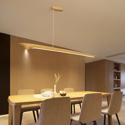 Traditional Chinese Straight Line Acrylic Wood Grain LED Island Light Pendant Light For Living Room