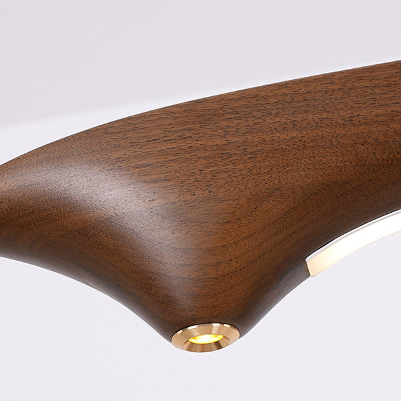 Traditional Chinese Straight Line Acrylic Wood Grain LED Island Light Pendant Light For Living Room