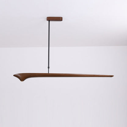 Traditional Chinese Straight Line Acrylic Wood Grain LED Island Light Pendant Light For Living Room