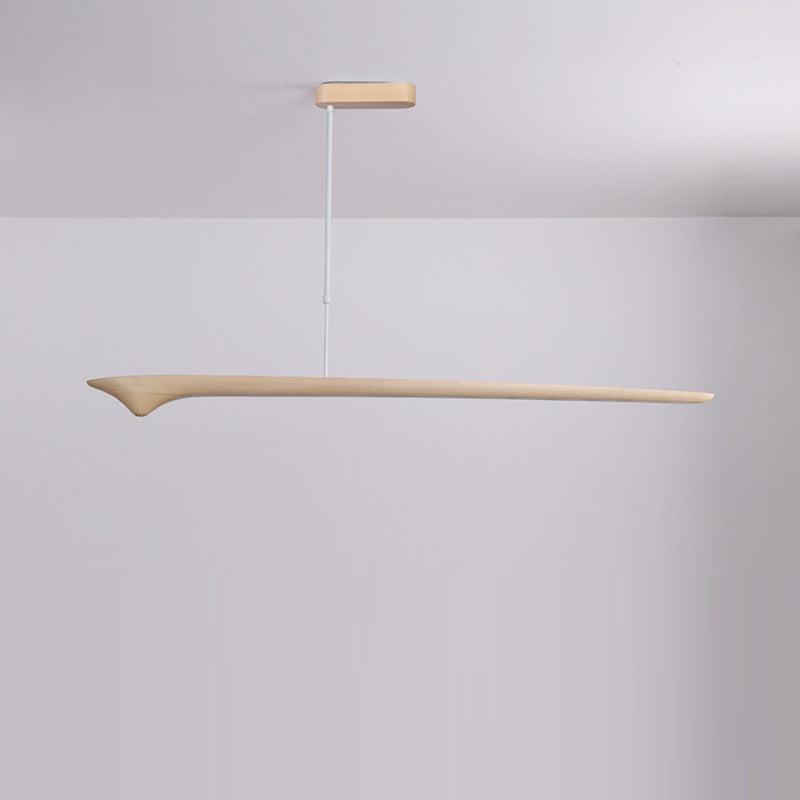 Traditional Chinese Straight Line Acrylic Wood Grain LED Island Light Pendant Light For Living Room
