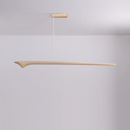 Traditional Chinese Straight Line Acrylic Wood Grain LED Island Light Pendant Light For Living Room
