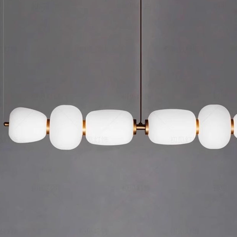 Modern Mid-Century Hardware Glass Gourd Shade LED Island Light Chandelier For Living Room
