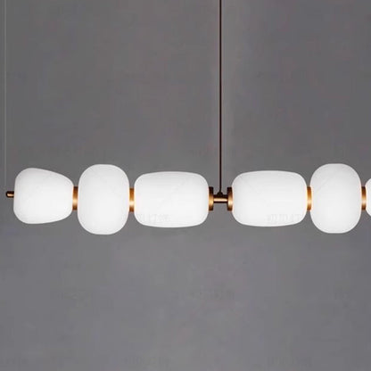 Modern Mid-Century Hardware Glass Gourd Shade LED Island Light Chandelier For Living Room