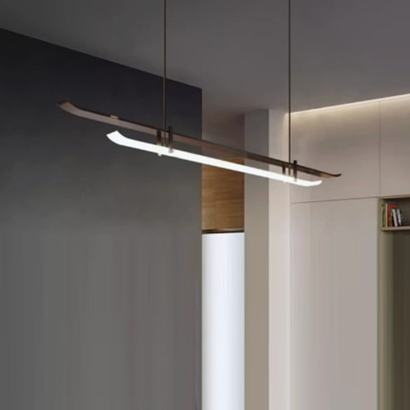 Traditional Chinese Hardware Acrylic Long Strip LED Island Light Pendant Light For Living Room
