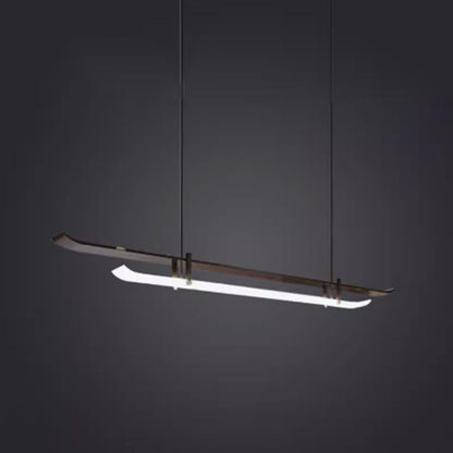 Traditional Chinese Hardware Acrylic Long Strip LED Island Light Pendant Light For Living Room