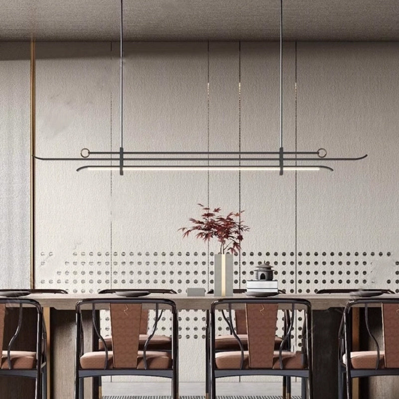 Traditional Chinese Hardware Acrylic Long Strip LED Island Light Pendant Light For Living Room