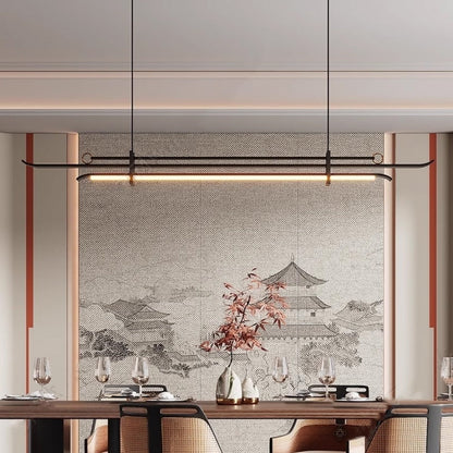 Traditional Chinese Hardware Acrylic Long Strip LED Island Light Pendant Light For Living Room