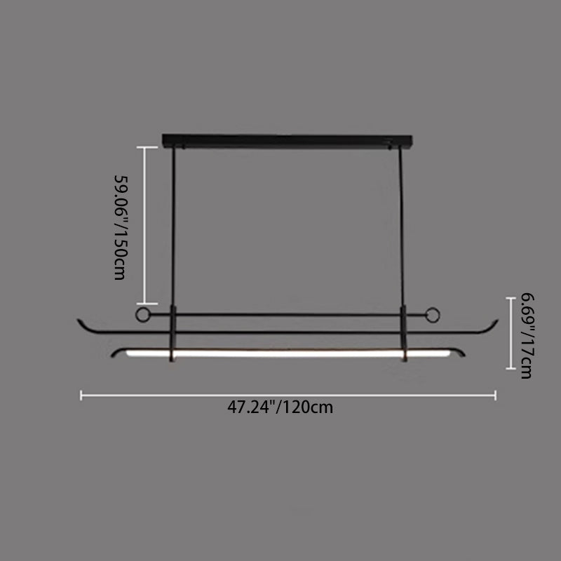 Traditional Chinese Hardware Acrylic Long Strip LED Island Light Pendant Light For Living Room