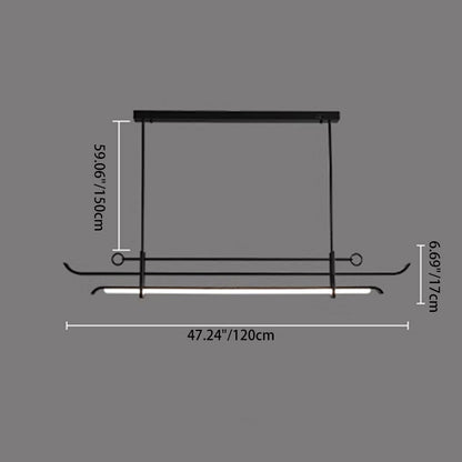 Traditional Chinese Hardware Acrylic Long Strip LED Island Light Pendant Light For Living Room