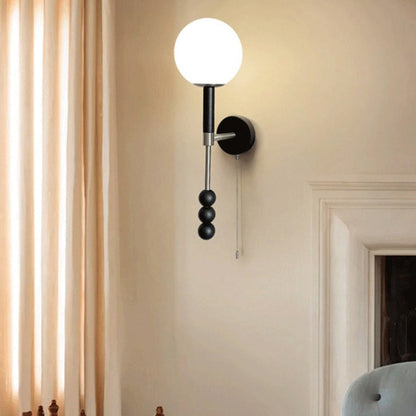 Traditional French Pleated Fabric Shade Iron Wood 1-Light Wall Sconce Lamp For Dining Room