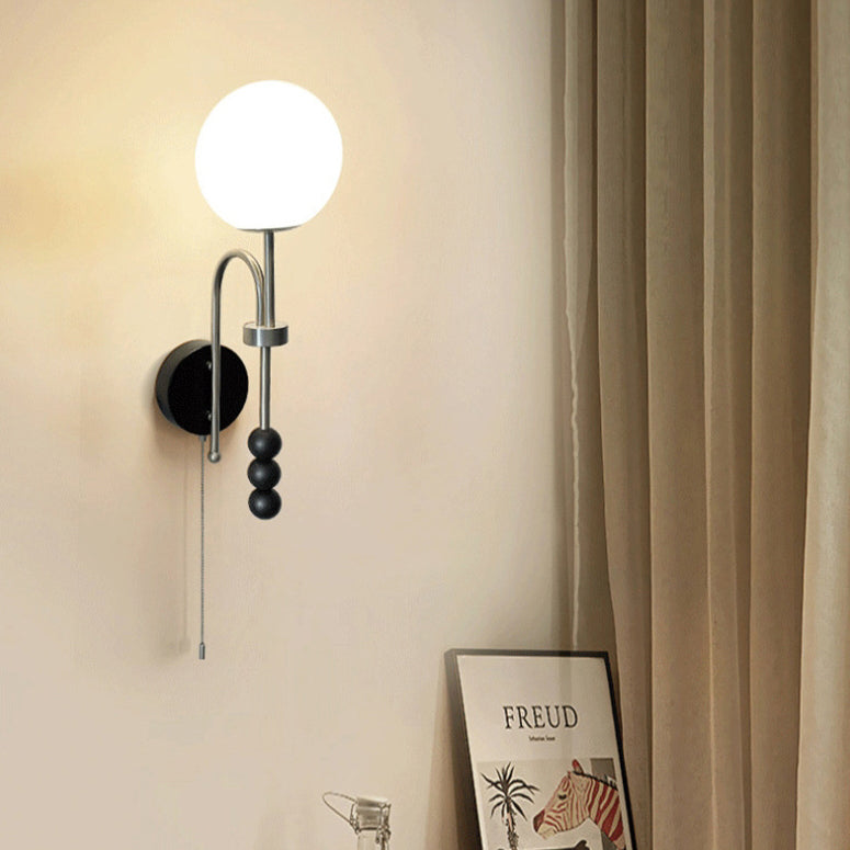 Traditional French Pleated Fabric Shade Iron Wood 1-Light Wall Sconce Lamp For Dining Room