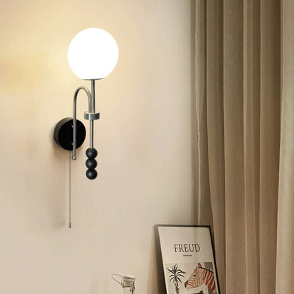 Traditional French Pleated Fabric Shade Iron Wood 1-Light Wall Sconce Lamp For Dining Room